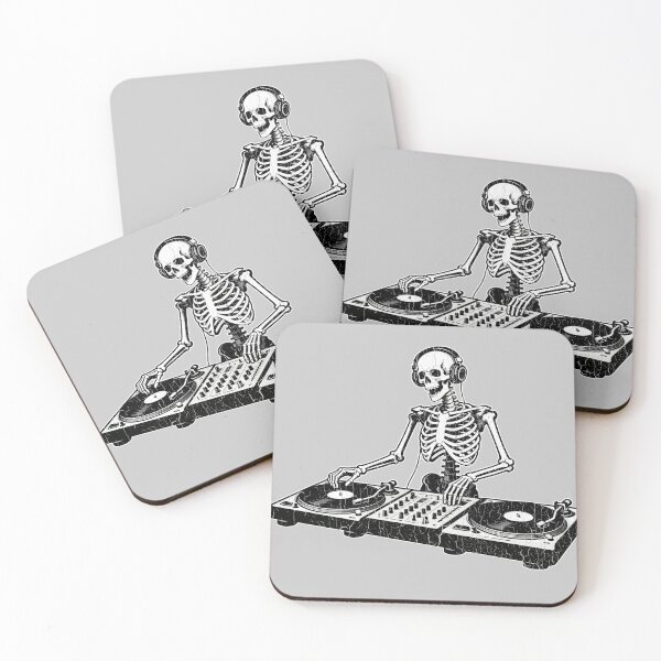 Item preview, Tocadiscos esqueleto de DJ (aspecto vintage desgastado) designed and sold by ROBOTFACE T-Shirts.