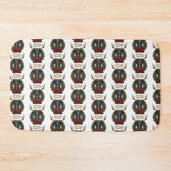 Item preview, Black Greyhound Dog with Christmas Wreath and Antlers Art designed and sold by zoughlal.