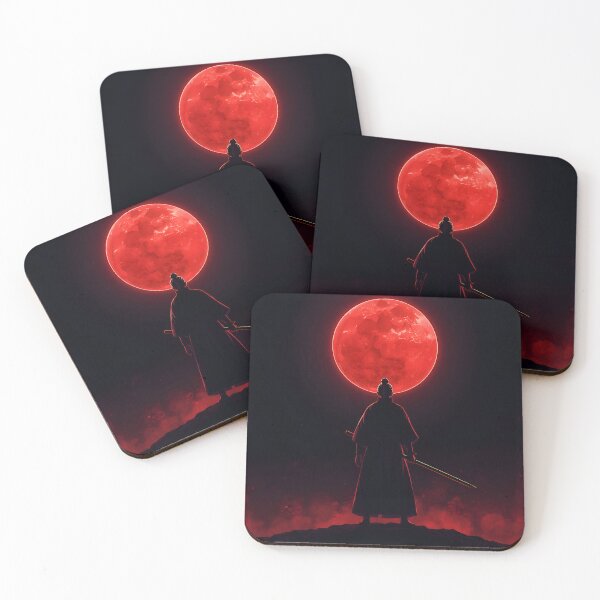 Item preview, Samurai Under the Blood Moon – Dark Anime Warrior Artwork designed and sold by LVLUPXP.