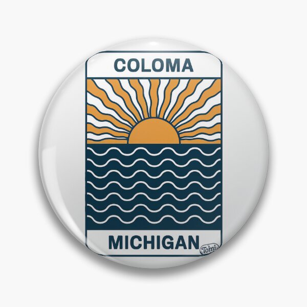 Item preview, Coloma Michigan - Retro Sunset Sign designed and sold by TheOldMittenIllustrated.