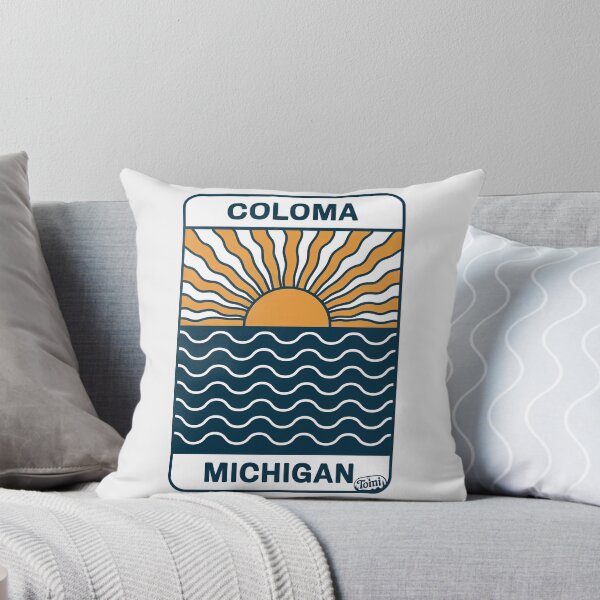 Item preview, Coloma Michigan - Retro Sunset Sign designed and sold by TheOldMittenIllustrated.