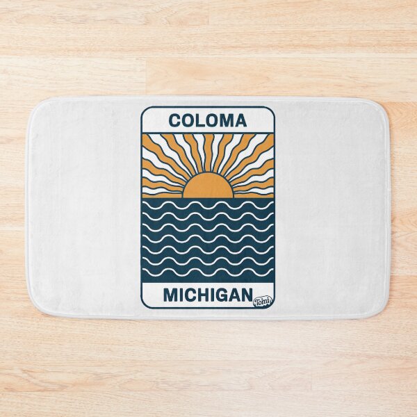 Item preview, Coloma Michigan - Retro Sunset Sign designed and sold by TheOldMittenIllustrated.