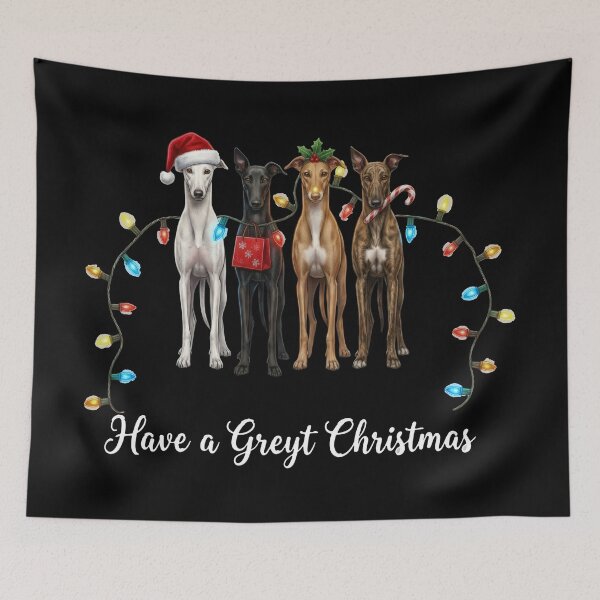 Item preview, Have a Greyt Christmas Funny Greyhound and Whippet Cartoon designed and sold by zoughlal.