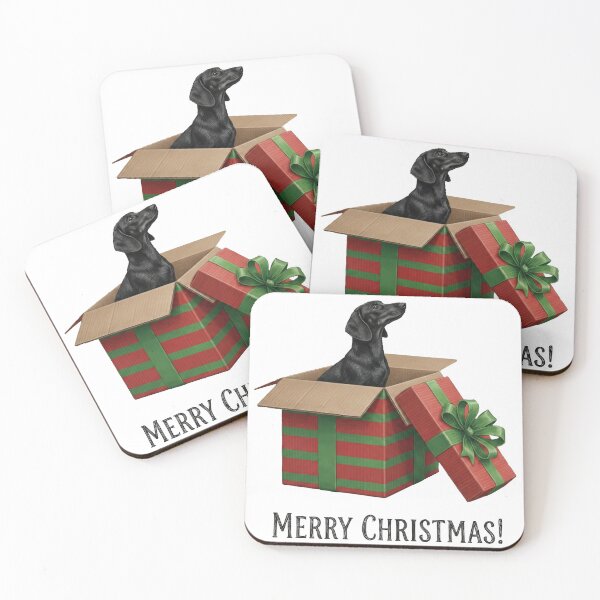 Item preview, Dachshund Wiener Dog Popping Out of Christmas Gift Box designed and sold by zoughlal.