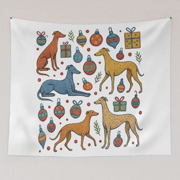 Item preview, Faux Embroidery Patchwork Pattern Sighthounds and Ornaments designed and sold by zoughlal.