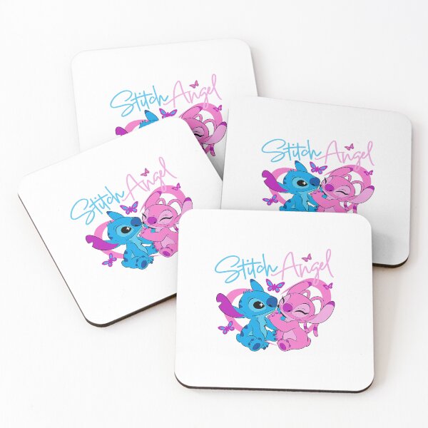 Item preview, Stitch Angel Cute Pair Pink Blue Sweet Loving Scene designed and sold by clarabersetart.