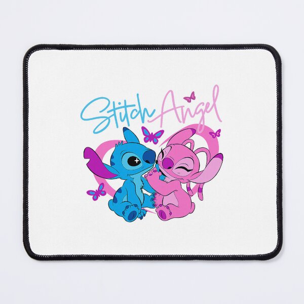 Item preview, Stitch Angel Cute Pair Pink Blue Sweet Loving Scene designed and sold by clarabersetart.