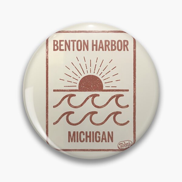 Item preview, Benton Harbor, Michigan Retro Sunset Sign designed and sold by TheOldMittenIllustrated.