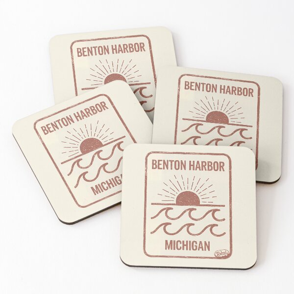 Item preview, Benton Harbor, Michigan Retro Sunset Sign designed and sold by TheOldMittenIllustrated.