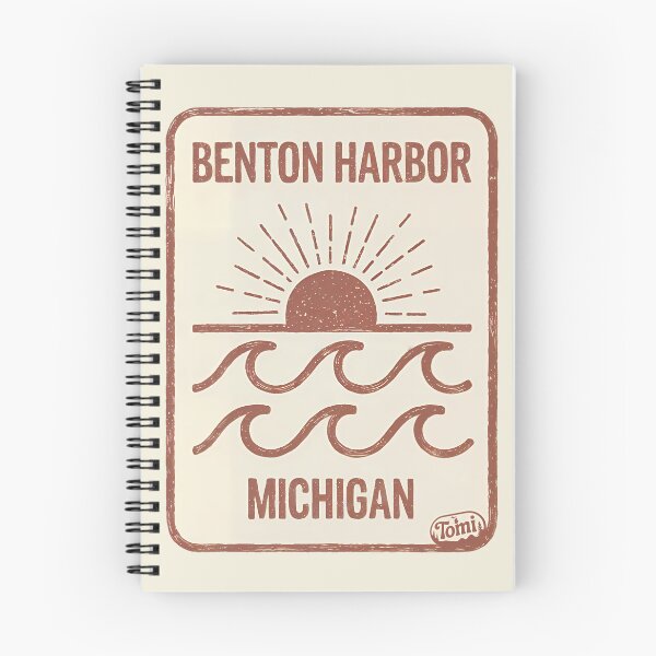 Item preview, Benton Harbor, Michigan Retro Sunset Sign designed and sold by TheOldMittenIllustrated.