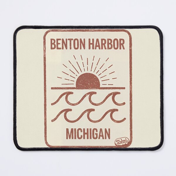 Item preview, Benton Harbor, Michigan Retro Sunset Sign designed and sold by TheOldMittenIllustrated.