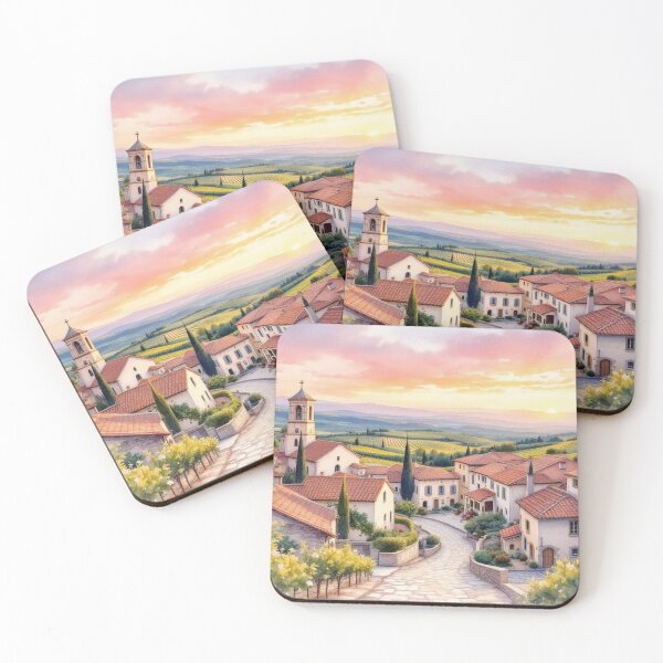 Item preview, Sunset over a Provençal village designed and sold by jefboutique6150.
