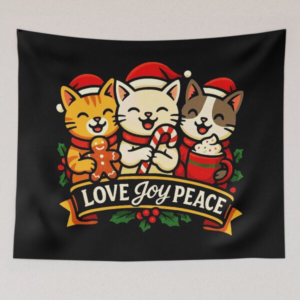 Item preview, Love Joy Peace Cats Santa Christmas Candy Cane Gingerbread designed and sold by plushism.