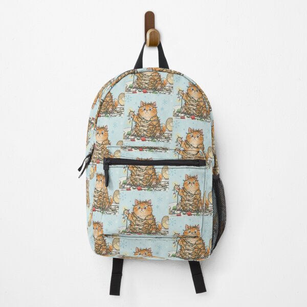 Item preview, Guilty Orange Cat Tangled in Lights with Broken Lamp designed and sold by zoughlal.