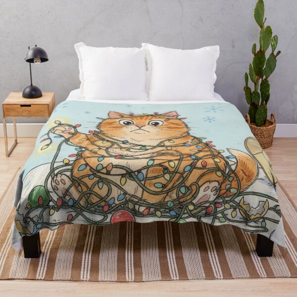 Item preview, Guilty Orange Cat Tangled in Lights with Broken Lamp designed and sold by zoughlal.