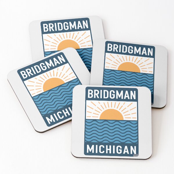 Item preview, Bridgman Michigan - Retro Sunset Sign designed and sold by TheOldMittenIllustrated.