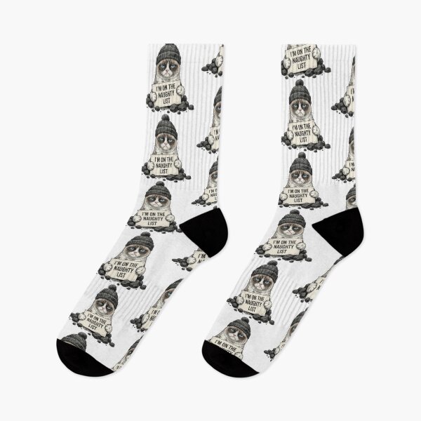 Item preview, I Am On The Naughty List Grumpy Cat with Coal Illustration designed and sold by zoughlal.