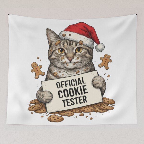Item preview, Official Cookie Tester Funny Cat Eating Gingerbread Men designed and sold by zoughlal.