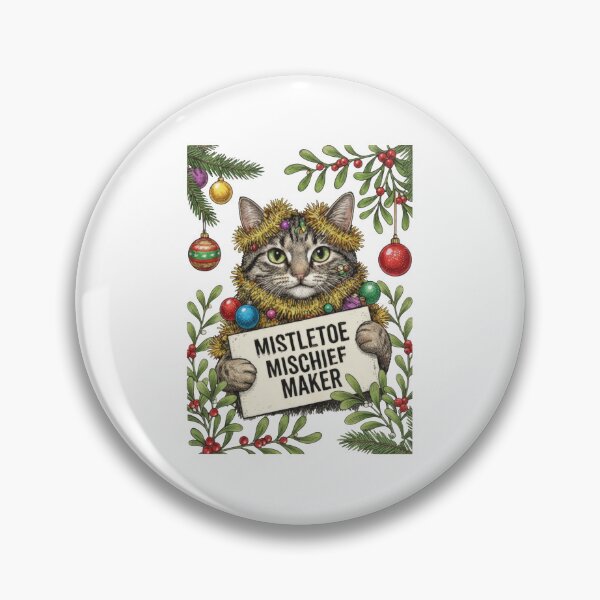 Item preview, Mistletoe Mischief Maker Cat with Tinsel and Ornaments designed and sold by zoughlal.