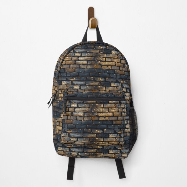 Item preview, Black Brick Wall with Gold Texture Accents designed and sold by NTGUILTY.