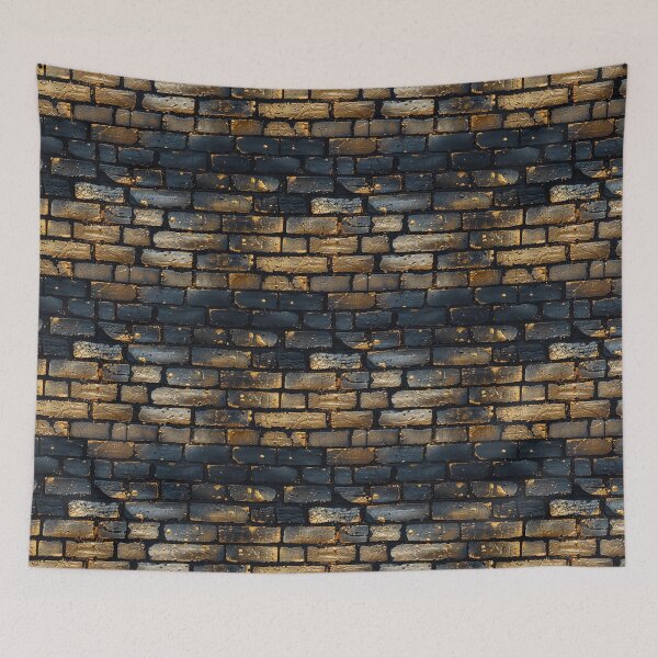 Item preview, Black Brick Wall with Gold Texture Accents designed and sold by NTGUILTY.