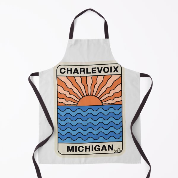 Item preview, Charlevoix Michigan - Retro Sunset Sign designed and sold by TheOldMittenIllustrated.