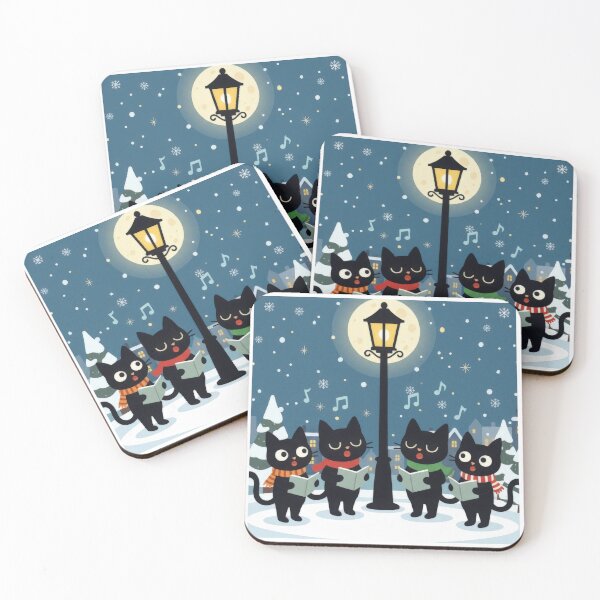 Item preview, Black Cats Caroling Choir Singing Under Streetlight Vector designed and sold by zoughlal.