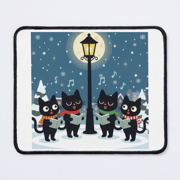 Item preview, Black Cats Caroling Choir Singing Under Streetlight Vector designed and sold by zoughlal.