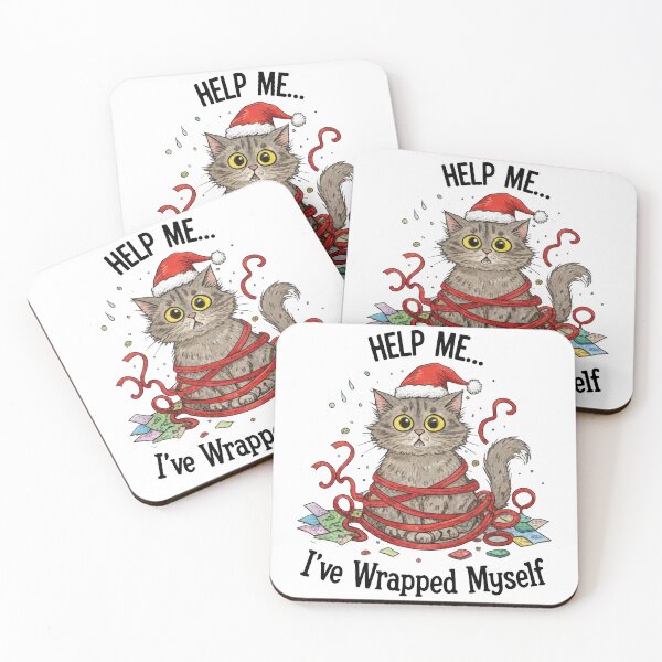 Item preview, Help Me Ive Wrapped Myself Funny Cat in Ribbon designed and sold by zoughlal.