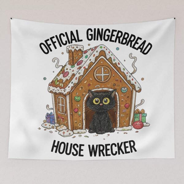 Item preview, Official Gingerbread House Wrecker Funny Black Cat Cartoon designed and sold by zoughlal.