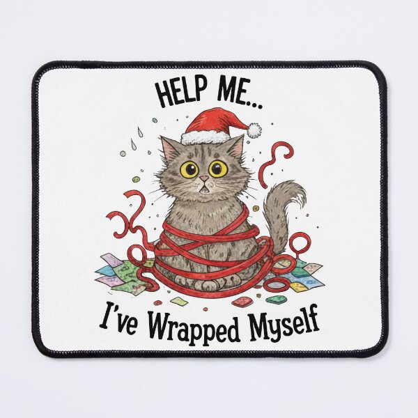Item preview, Help Me Ive Wrapped Myself Funny Cat in Ribbon designed and sold by zoughlal.