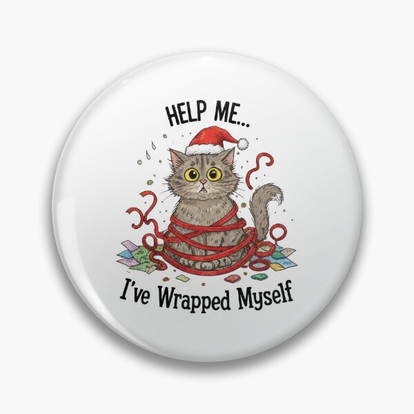 Item preview, Help Me Ive Wrapped Myself Funny Cat in Ribbon designed and sold by zoughlal.