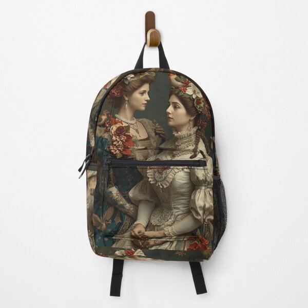 Item preview, Victorian Ladies in Jeweled Gowns - Elegant Floral Portrait Art Print designed and sold by freackly.
