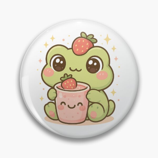 Artikelvorschau, Chibi-Frosch mit Erdbeermilch entworfen und verkauft von ChibiMoods.