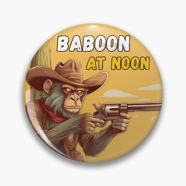 Item preview, Baboon at Noon: Western Cowboy Monkey with Revolver designed and sold by ChefsSpicyFits.