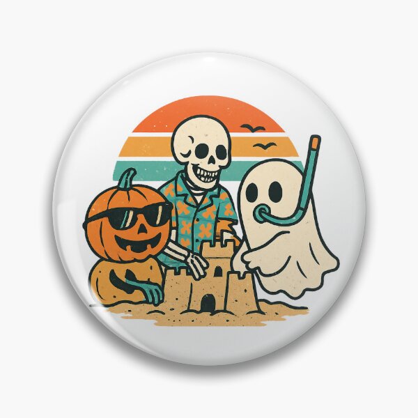 Item preview, Pumpkin Beach Day Skeleton Ghost Sandcastle designed and sold by TwillTees.