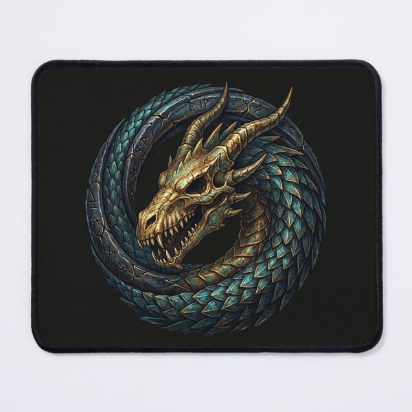 Item preview, Dragon Coil Rune Ring - World Serpent Jörmungandr Ouroboros Art designed and sold by AwesomeBeyondLimits.