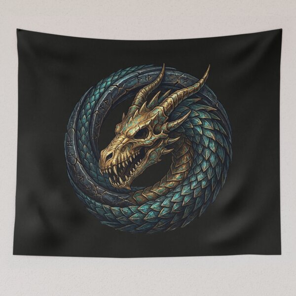 Item preview, Dragon Coil Rune Ring - World Serpent Jörmungandr Ouroboros Art designed and sold by AwesomeBeyondLimits.