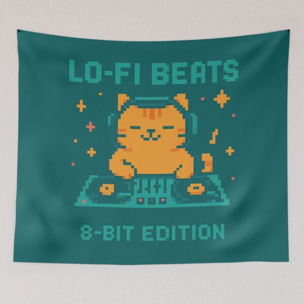 Item preview, Pixel Lo-Fi Cat DJ designed and sold by peaknerd.