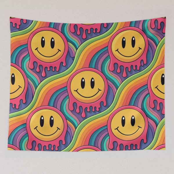 Item preview, Psychedelic melting smiling faces designed and sold by Lucky 777.
