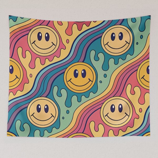 Item preview, Psychedelic melting smiling faces designed and sold by Lucky 777.