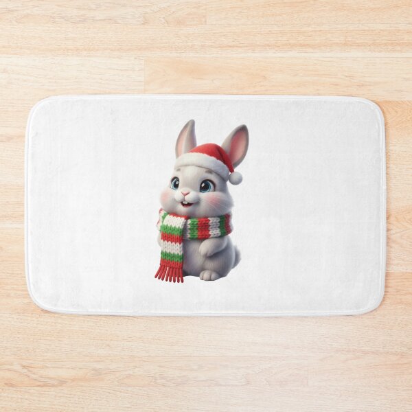 Item preview, Cute Fluffy Bunny in Christmas Scarf and Santa Hat Sticker designed and sold by KeepDream.