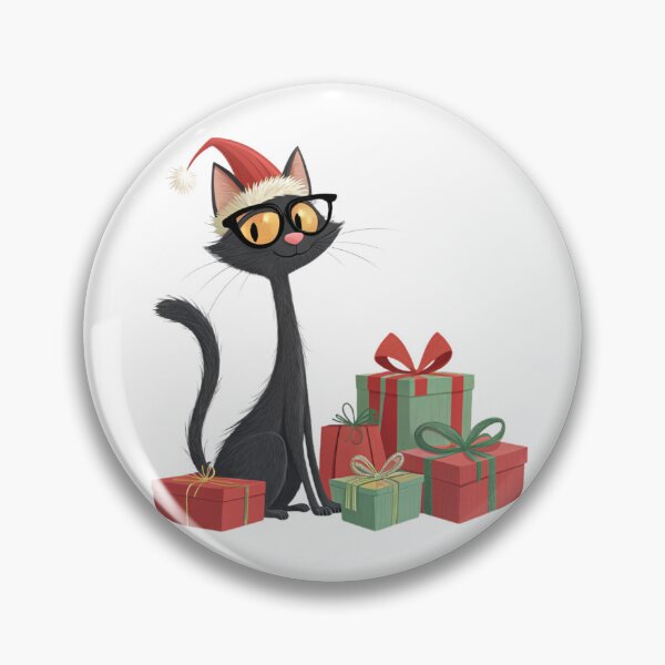 Item preview, Black Christmas Cat with Gifts – Santa Hat – Cute Cartoon – Vivo Studio Style designed and sold by VivoStudio.