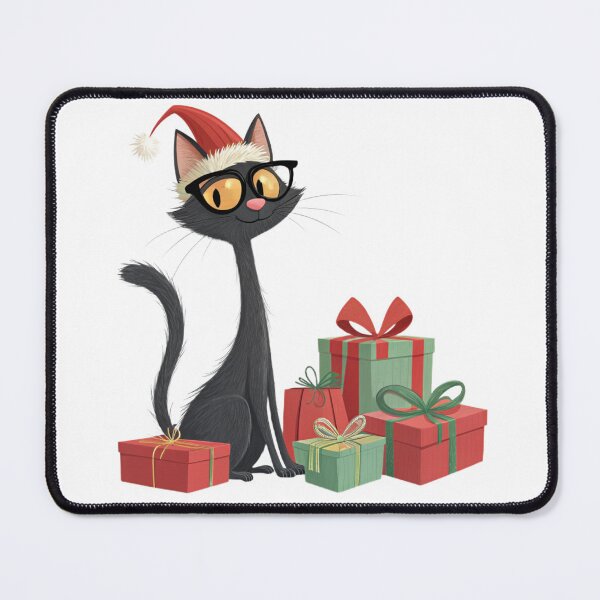 Item preview, Black Christmas Cat with Gifts – Santa Hat – Cute Cartoon – Vivo Studio Style designed and sold by VivoStudio.