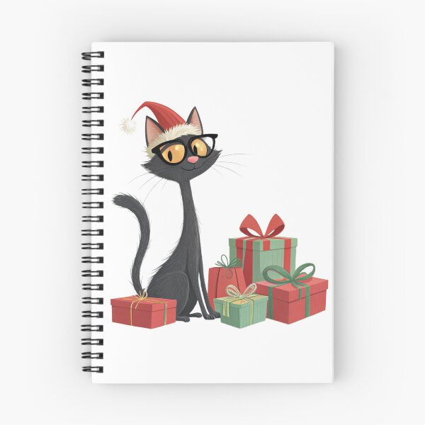 Item preview, Black Christmas Cat with Gifts – Santa Hat – Cute Cartoon – Vivo Studio Style designed and sold by VivoStudio.