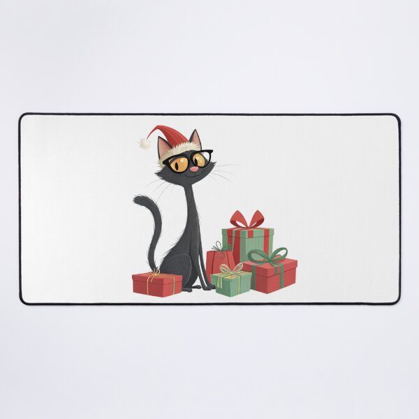 Item preview, Black Christmas Cat with Gifts – Santa Hat – Cute Cartoon – Vivo Studio Style designed and sold by VivoStudio.