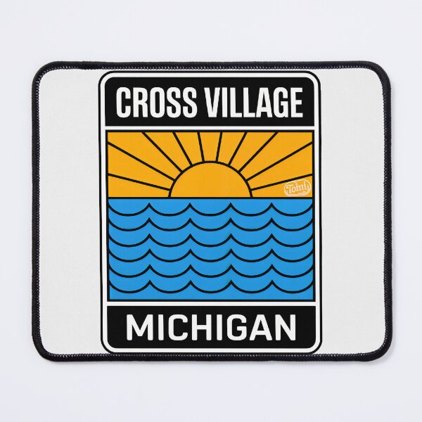 Item preview, Cross Village Michigan - Retro Sunset Sign designed and sold by TheOldMittenIllustrated.