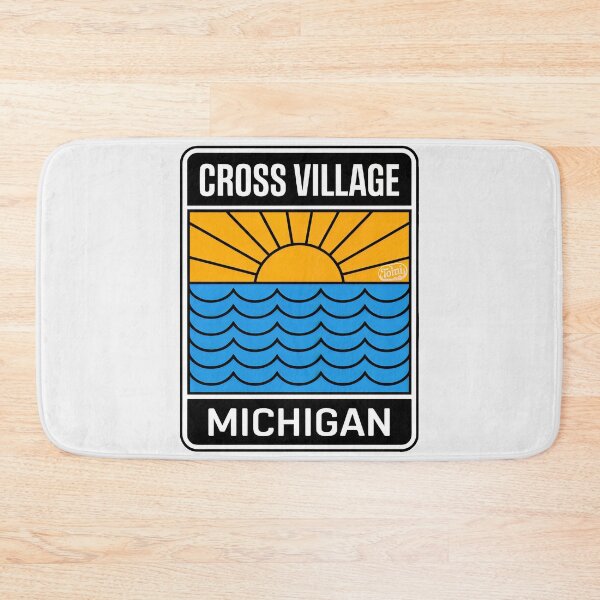 Item preview, Cross Village Michigan - Retro Sunset Sign designed and sold by TheOldMittenIllustrated.