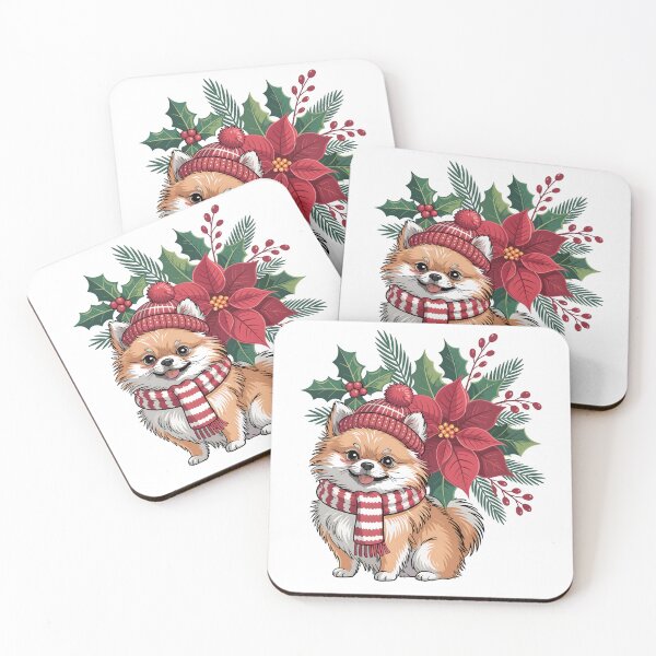 Item preview, Pomerania-Navidad – Cachorro festivo con flores designed and sold by JessArty ⭐⭐⭐⭐⭐.