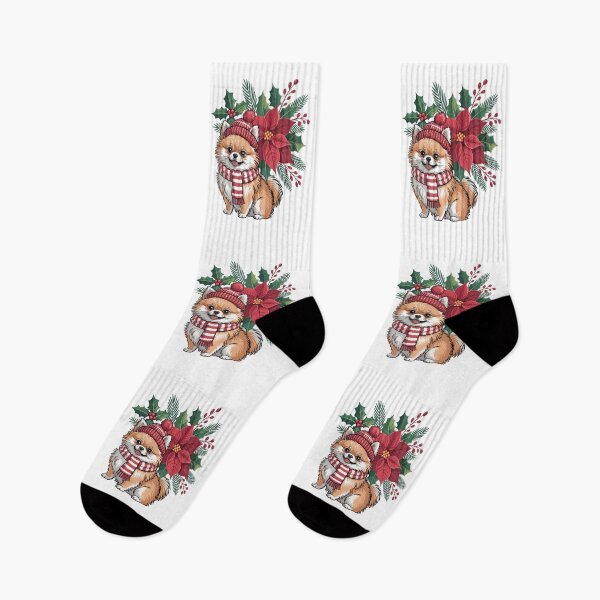 Item preview, Pomeranian-Christmas – Festive Floral Holiday Pup designed and sold by JessArty ⭐⭐⭐⭐⭐.